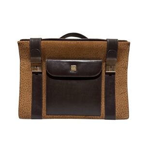 Vintage Carlotta Briefcase Hecho en Mexico Brown Leather Suede Attache Bag  Keys